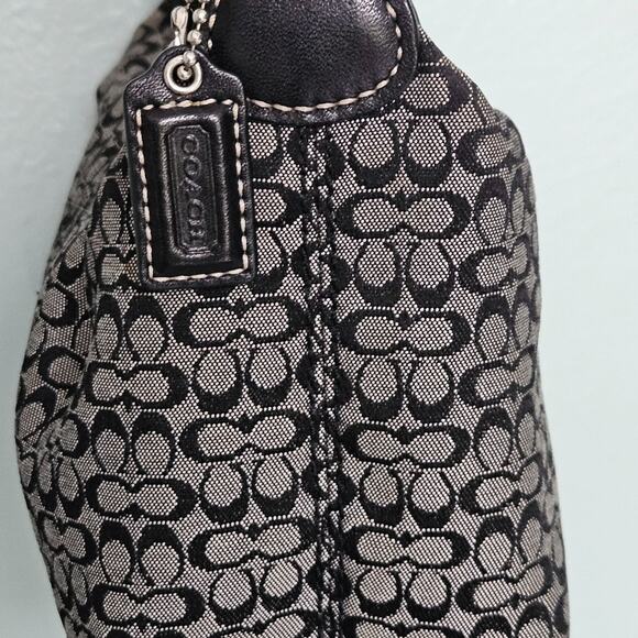 Coach Soho Mini Signature C Jacquard Hobo Top Handle Y2K Black Leather Trim 5x8 - Picture 7 of 16